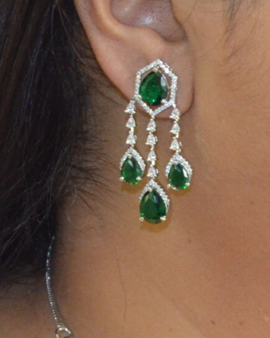 Camelia Zirconia Necklace set Green