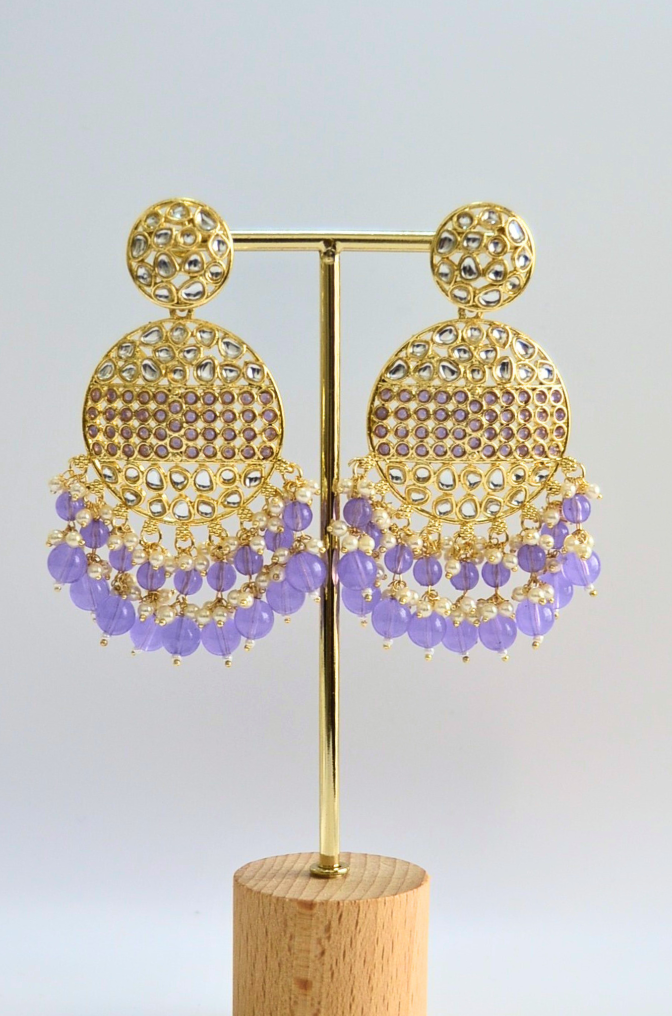 Kundan Dangle Earrings (available in white, purple, teal colors)