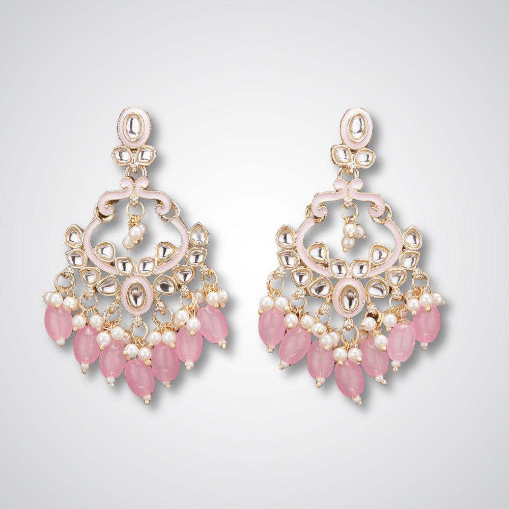 Meenakari Kundan Dangle Earrings (Colors - Mint, Teal, Pink, White, Red)