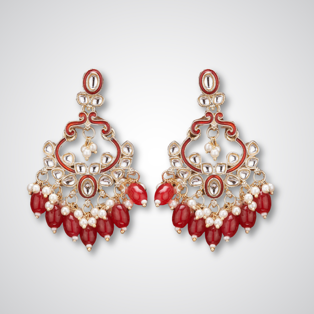 Meenakari Kundan Dangle Earrings (Colors - Mint, Teal, Pink, White, Red)
