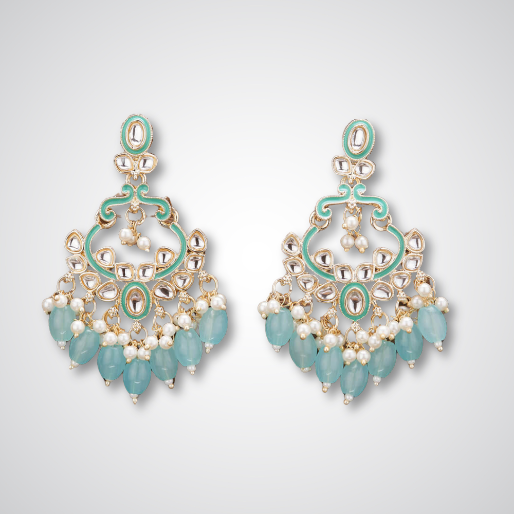Meenakari Kundan Dangle Earrings (Colors - Mint, Teal, Pink, White, Red)