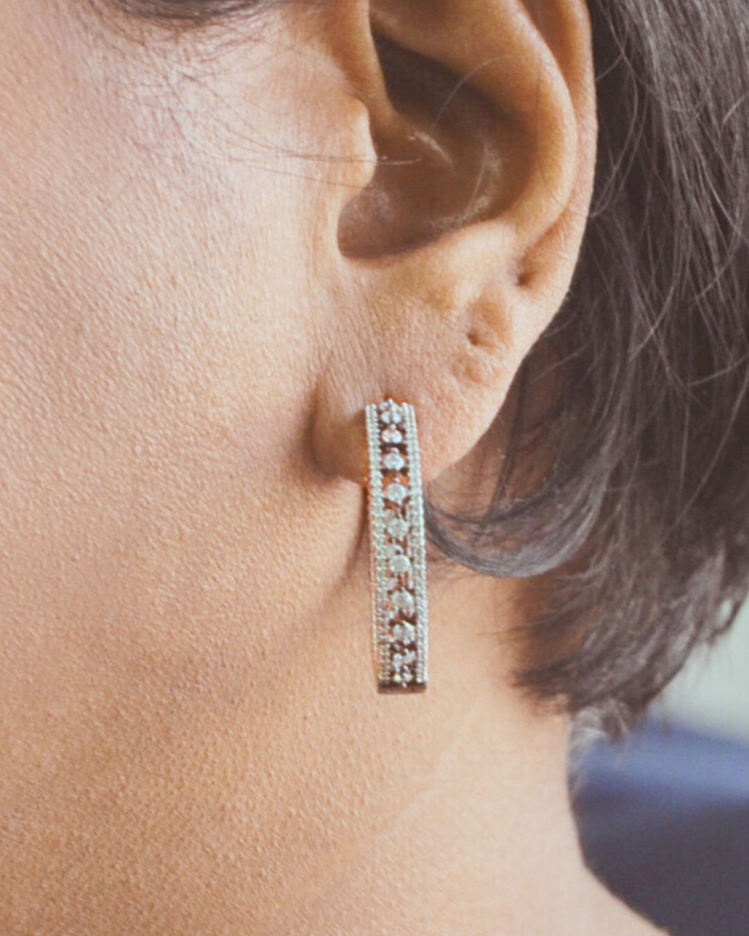 Twilight Zirconia Hoop Earrings Silver