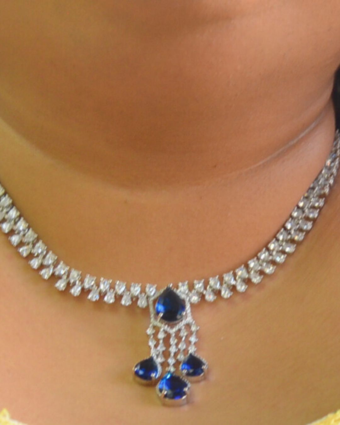 Camelia Zirconia Necklace set Blue