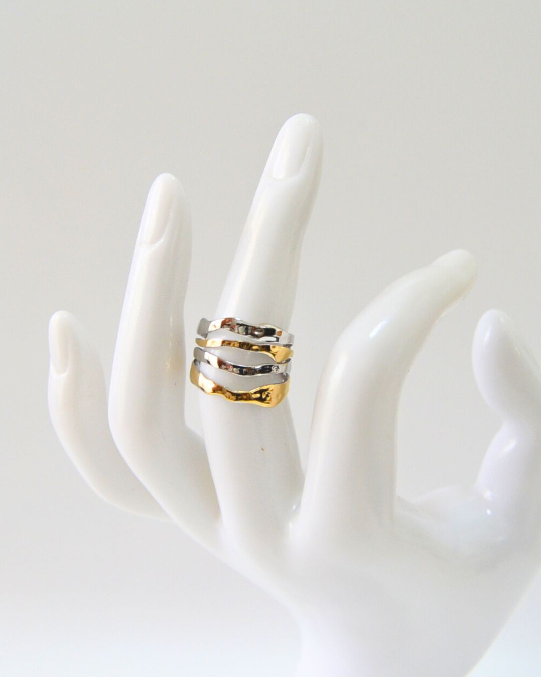 Eclipse Gold Silver Stacked Ring (adjustable)
