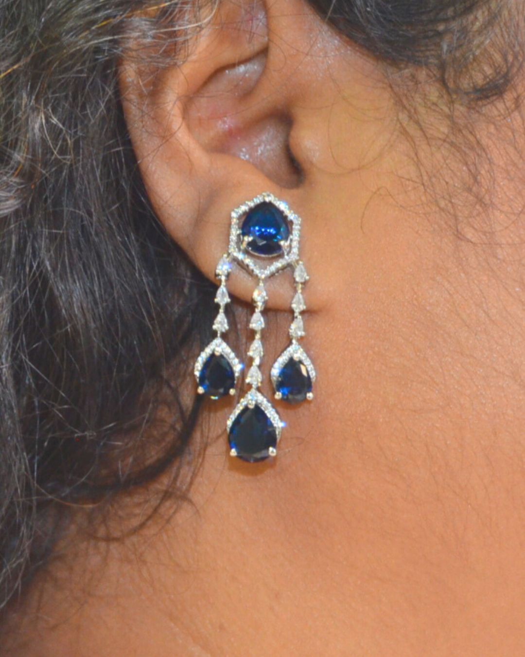 Camelia Zirconia Necklace set Blue