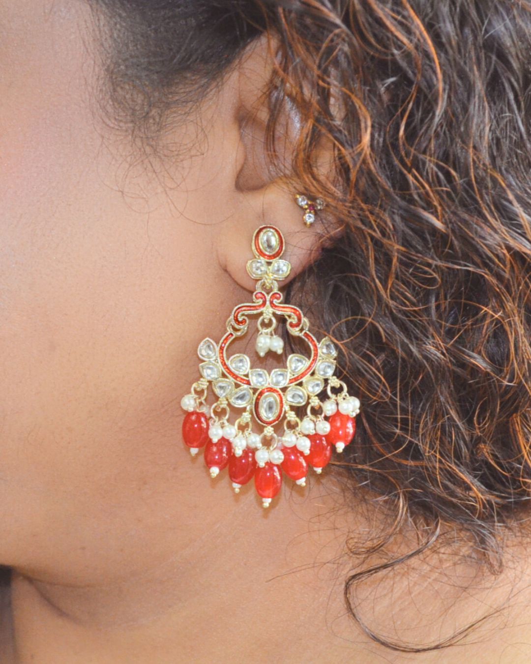 Meenakari Kundan Dangle Earrings (Colors - Mint, Teal, Pink, White, Red)