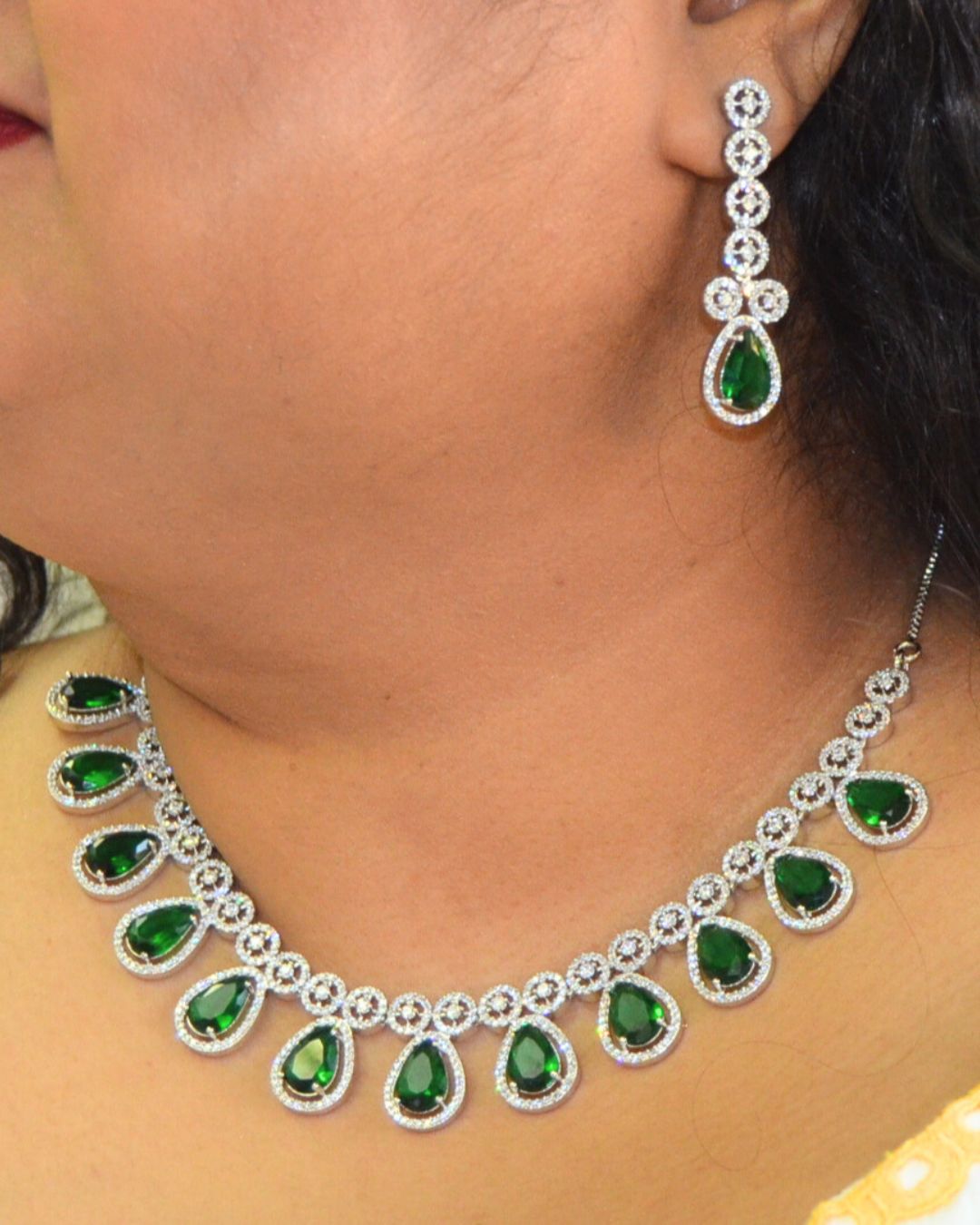 American diamond / cubic zirconia choker necklace set | andaazs