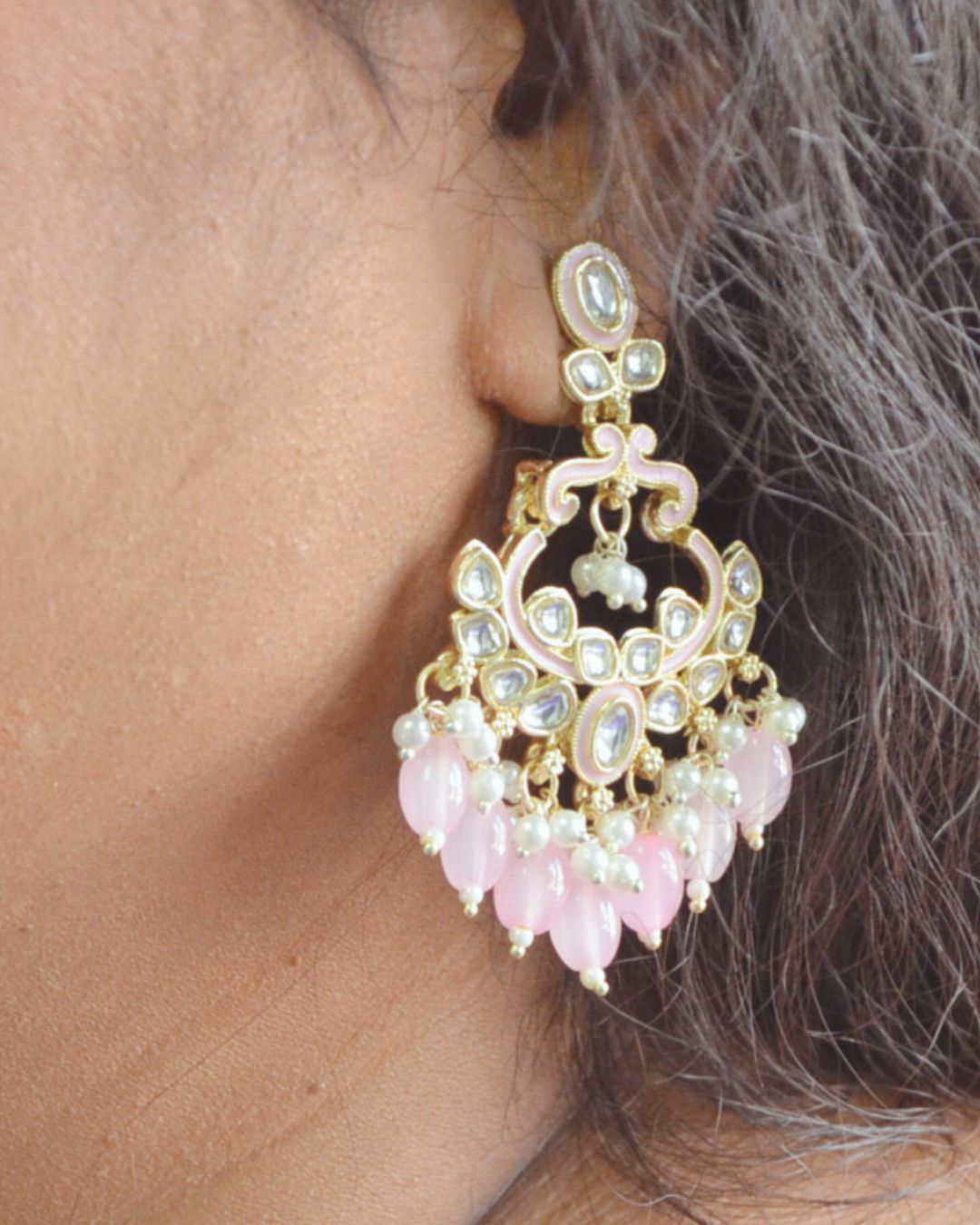 Meenakari Kundan Dangle Earrings (Colors - Mint, Teal, Pink, White, Red)