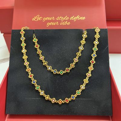Floral Essence Multicolor Single Layer Choker & Bracelet Set