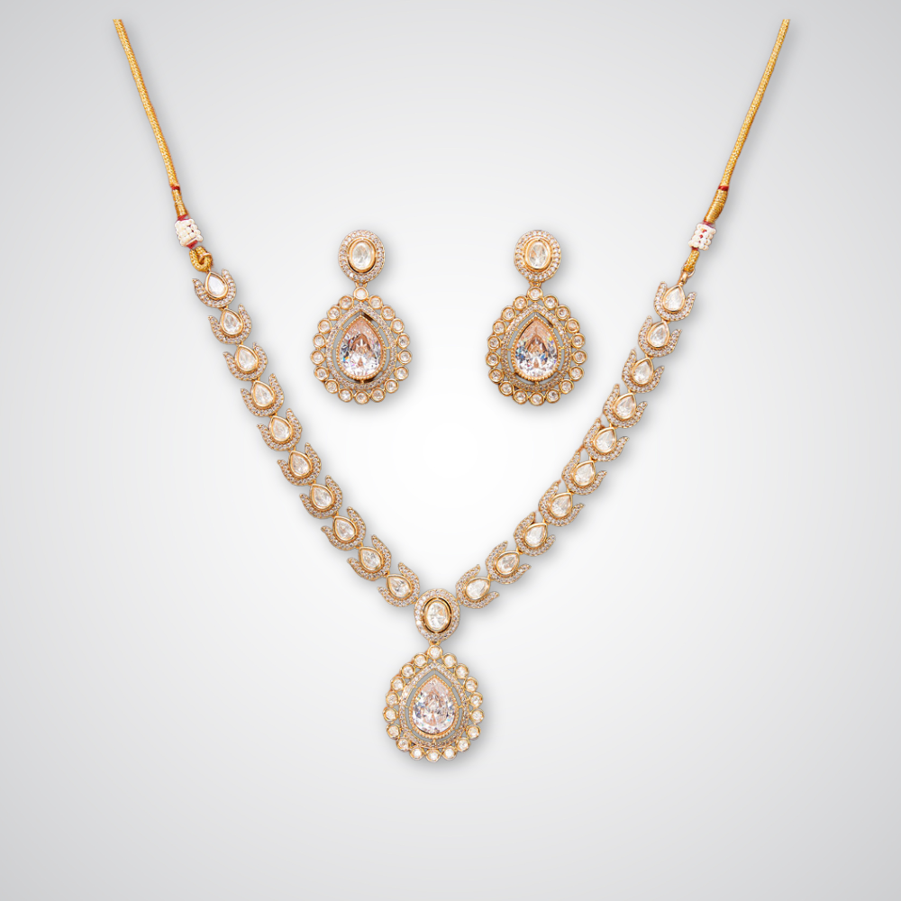 Kundan cubic zirconia necklace set