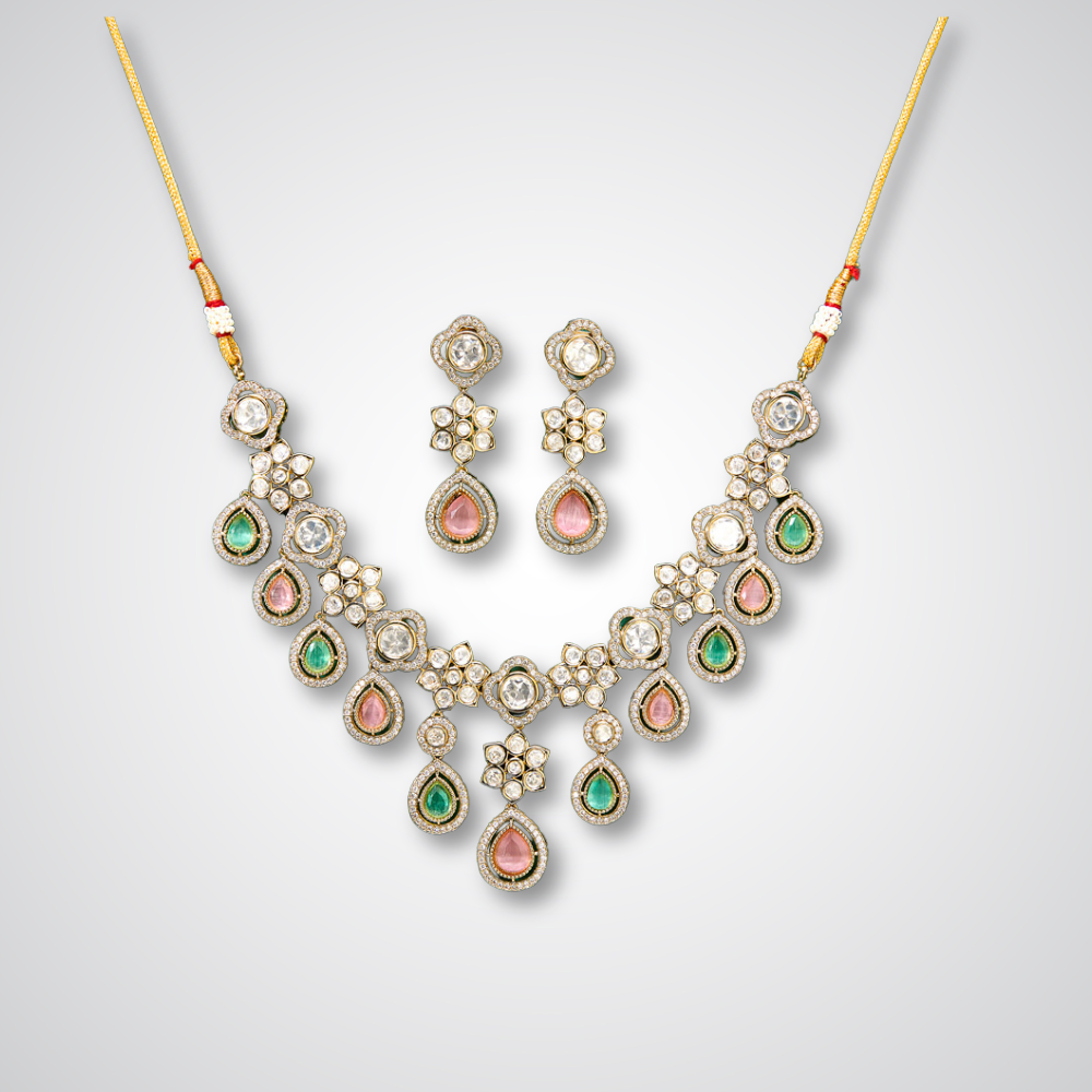 Kundan cubic zirconia necklace set