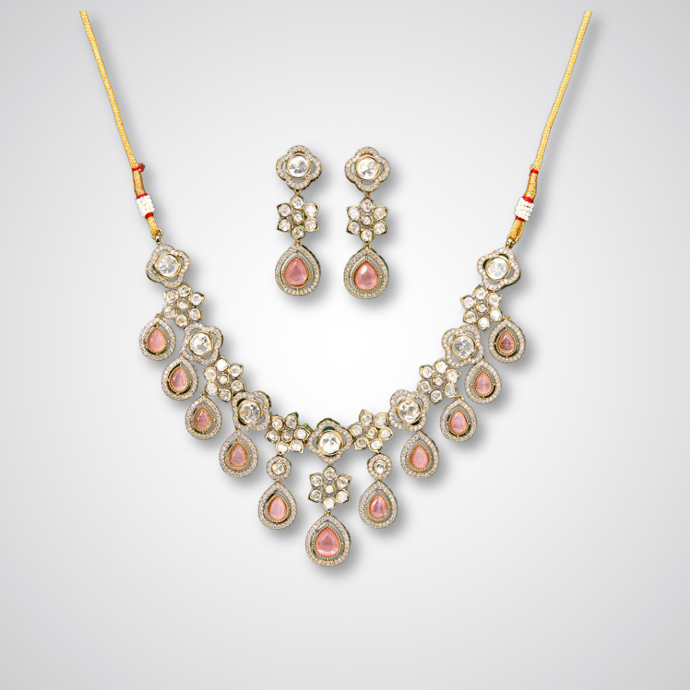 Kundan cubic zirconia necklace set