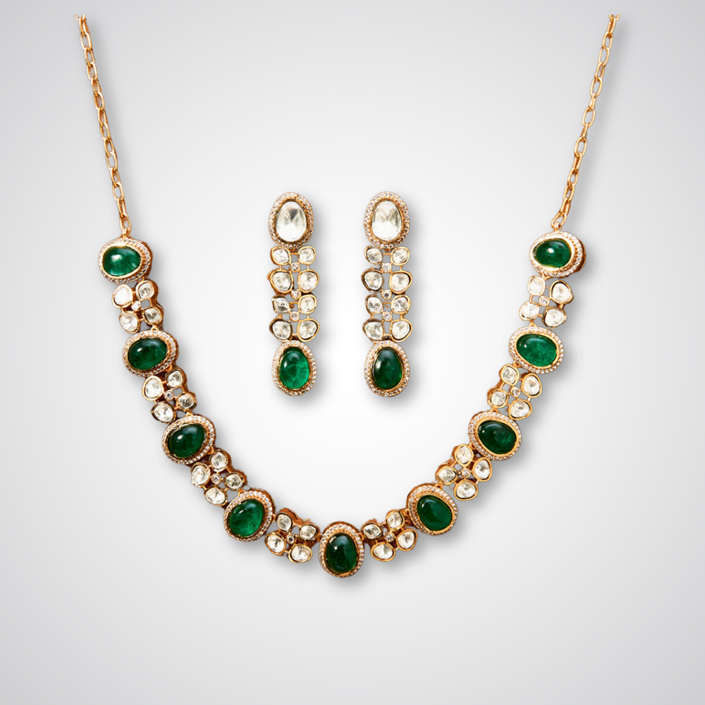 Kundan cubic zirconia necklace set