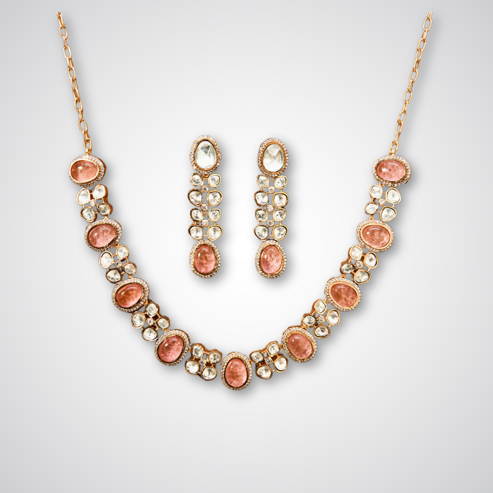 Kundan cubic zirconia necklace set