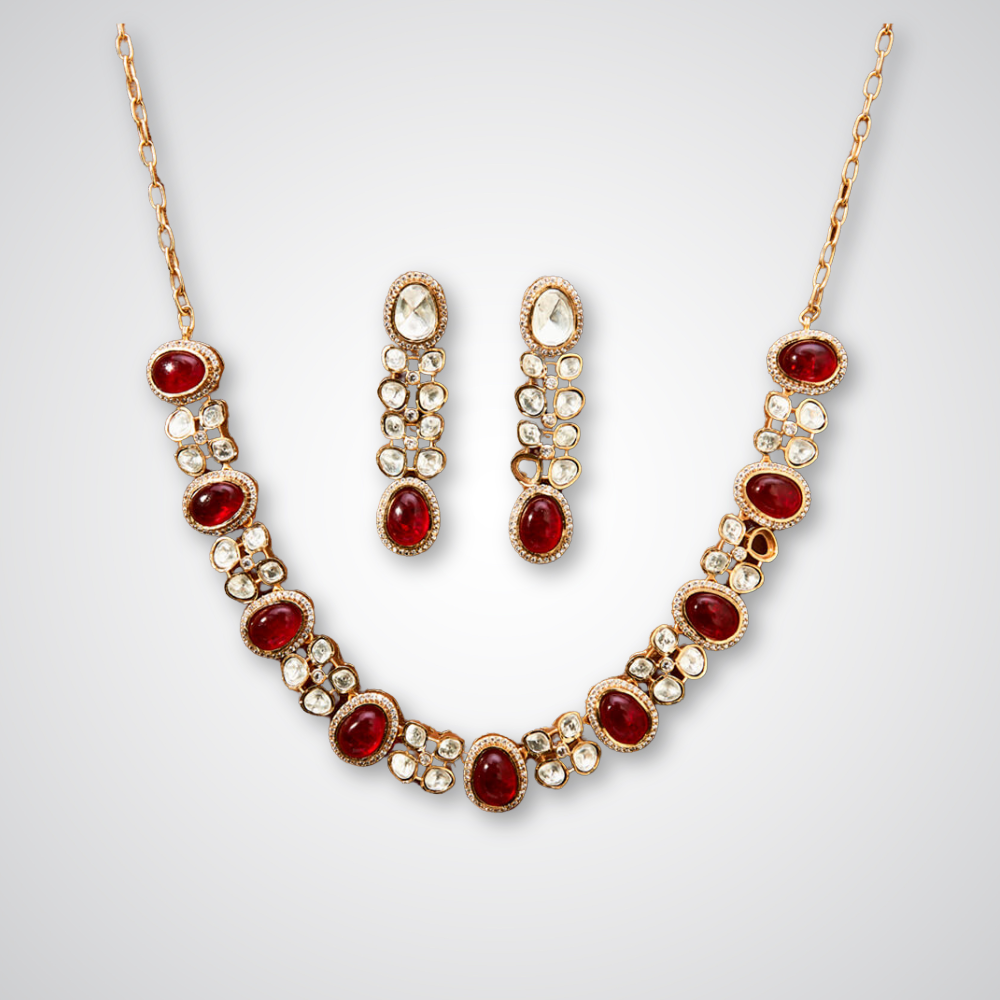 Kundan cubic zirconia necklace set