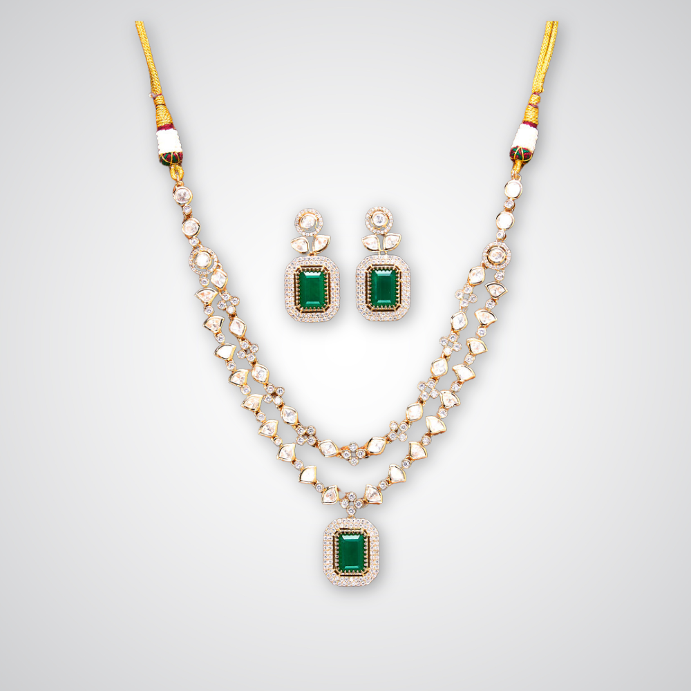 Kundan cubic zirconia necklace set