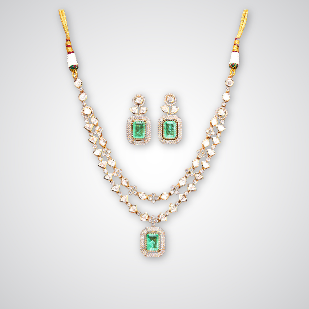 Kundan cubic zirconia necklace set