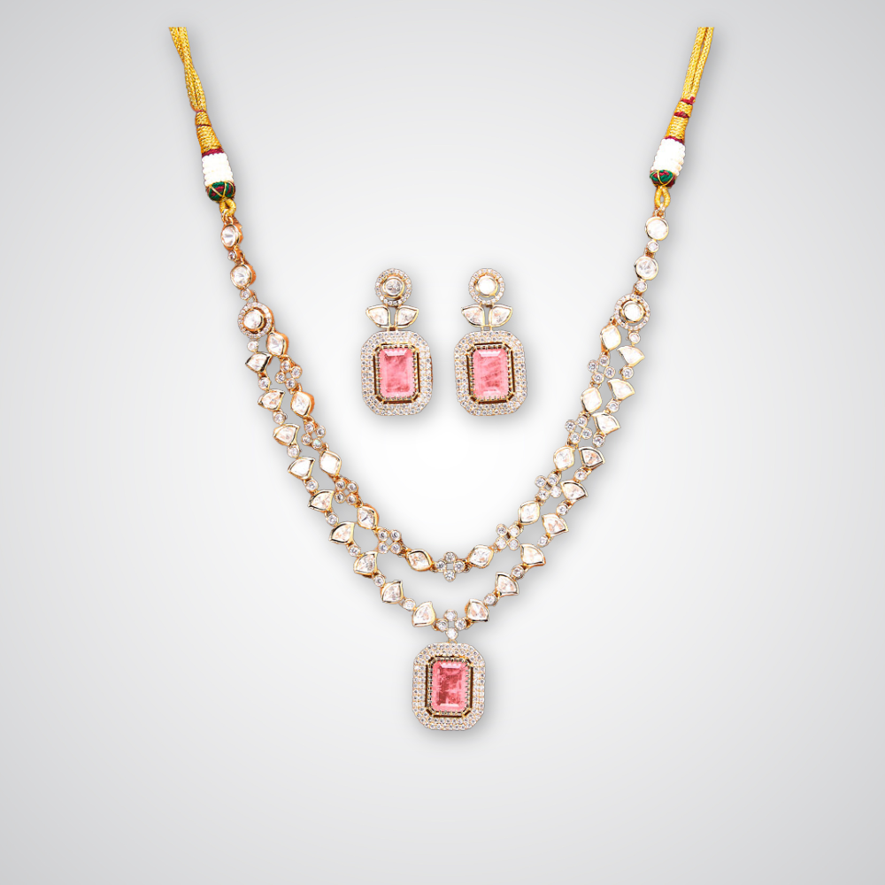 Kundan cubic zirconia necklace set