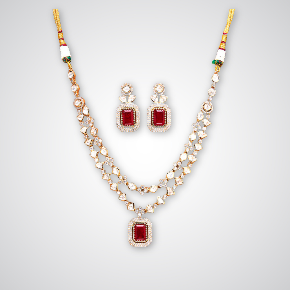 Kundan cubic zirconia necklace set