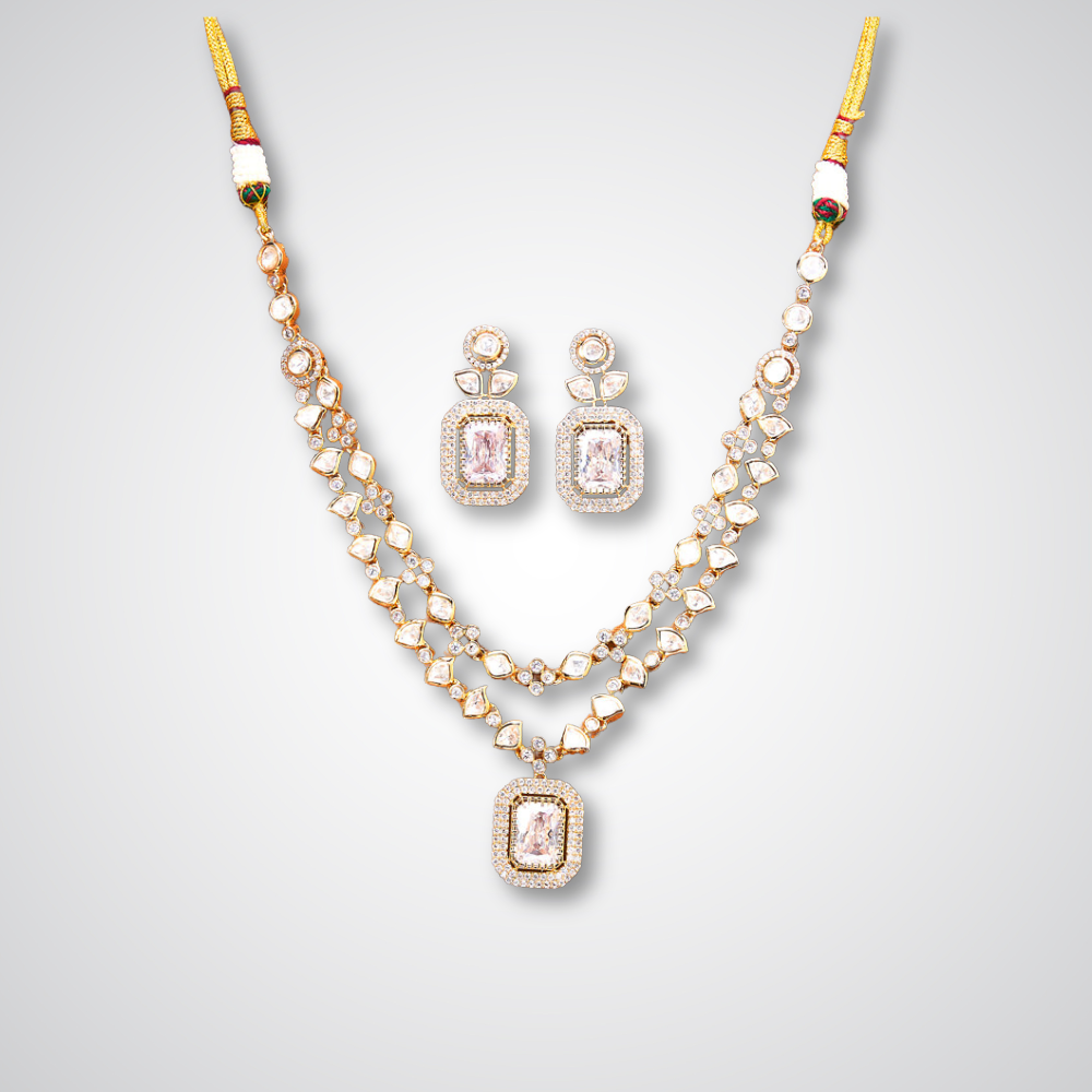 Kundan cubic zirconia necklace set
