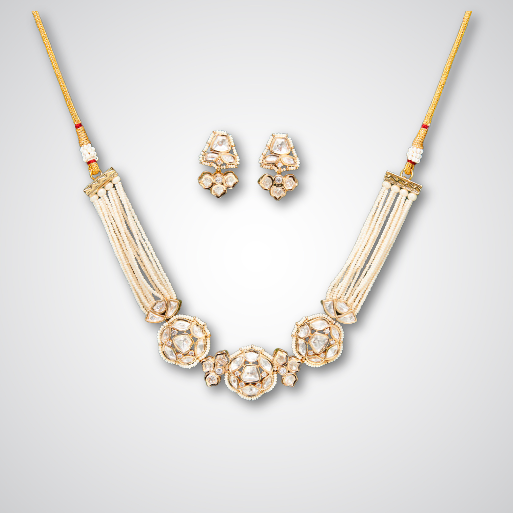 Kundan cubic zirconia necklace set