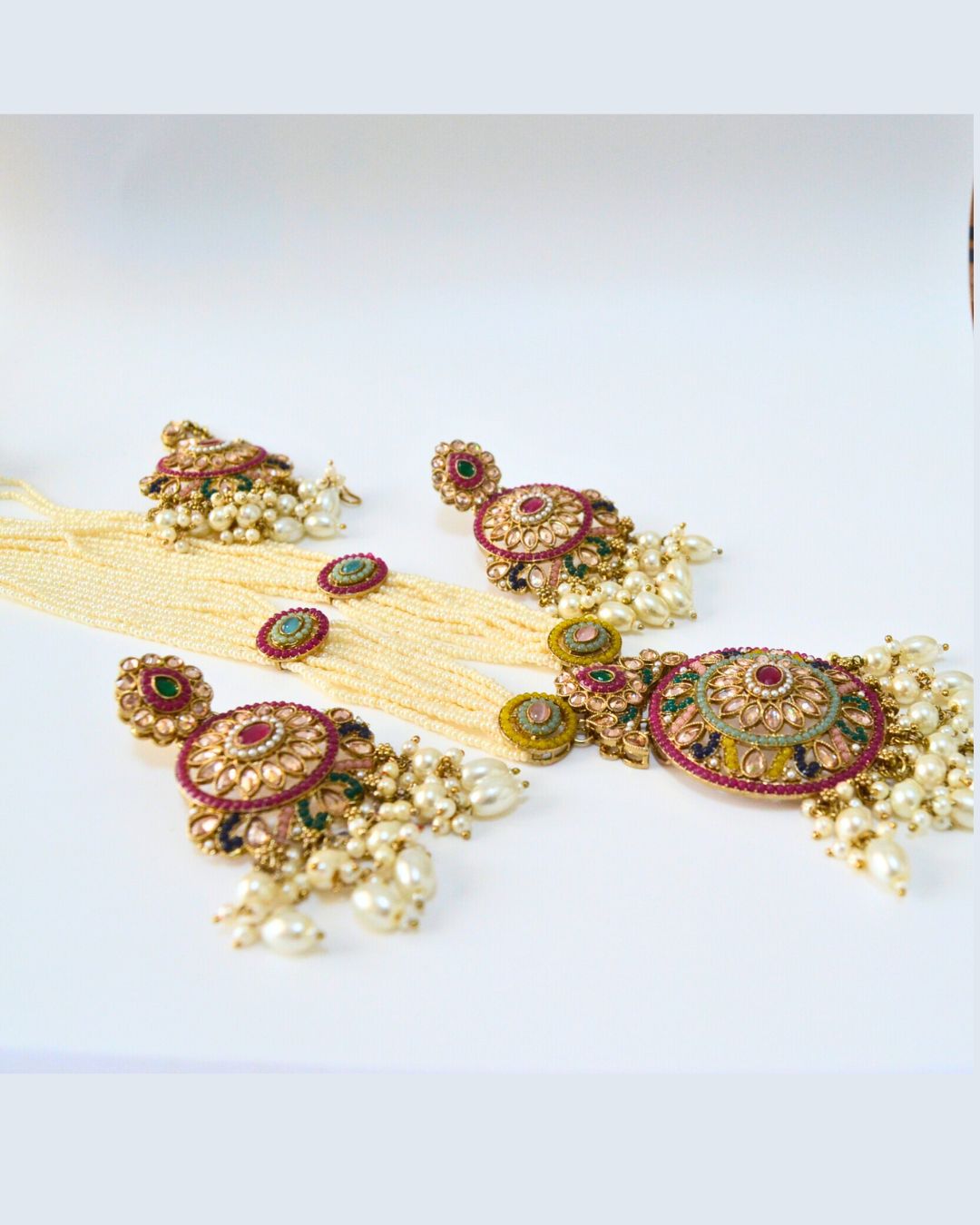 Malika Pearl Pendant Set Multicolor