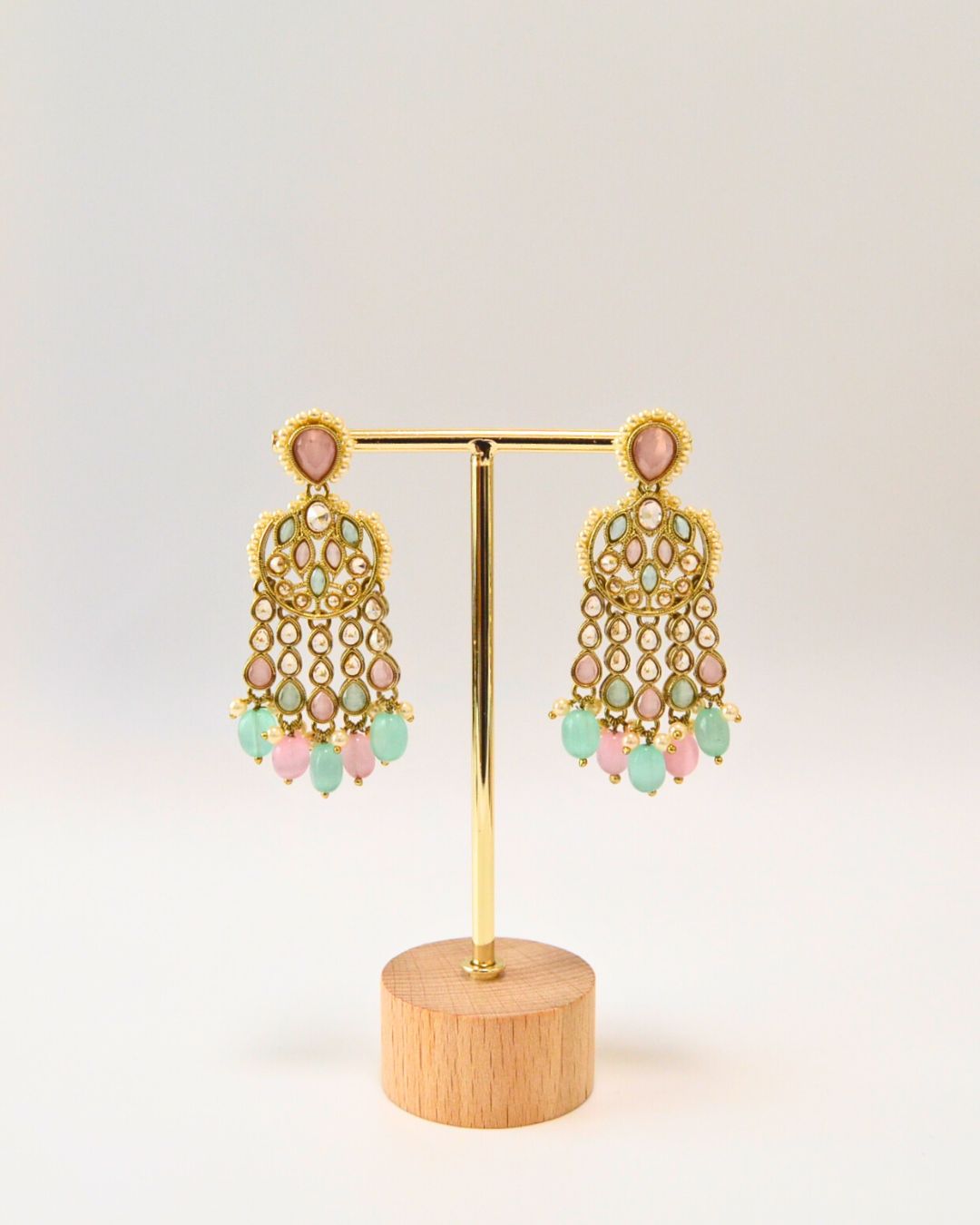 Suvarna Dangle Earrings Mint-Pink