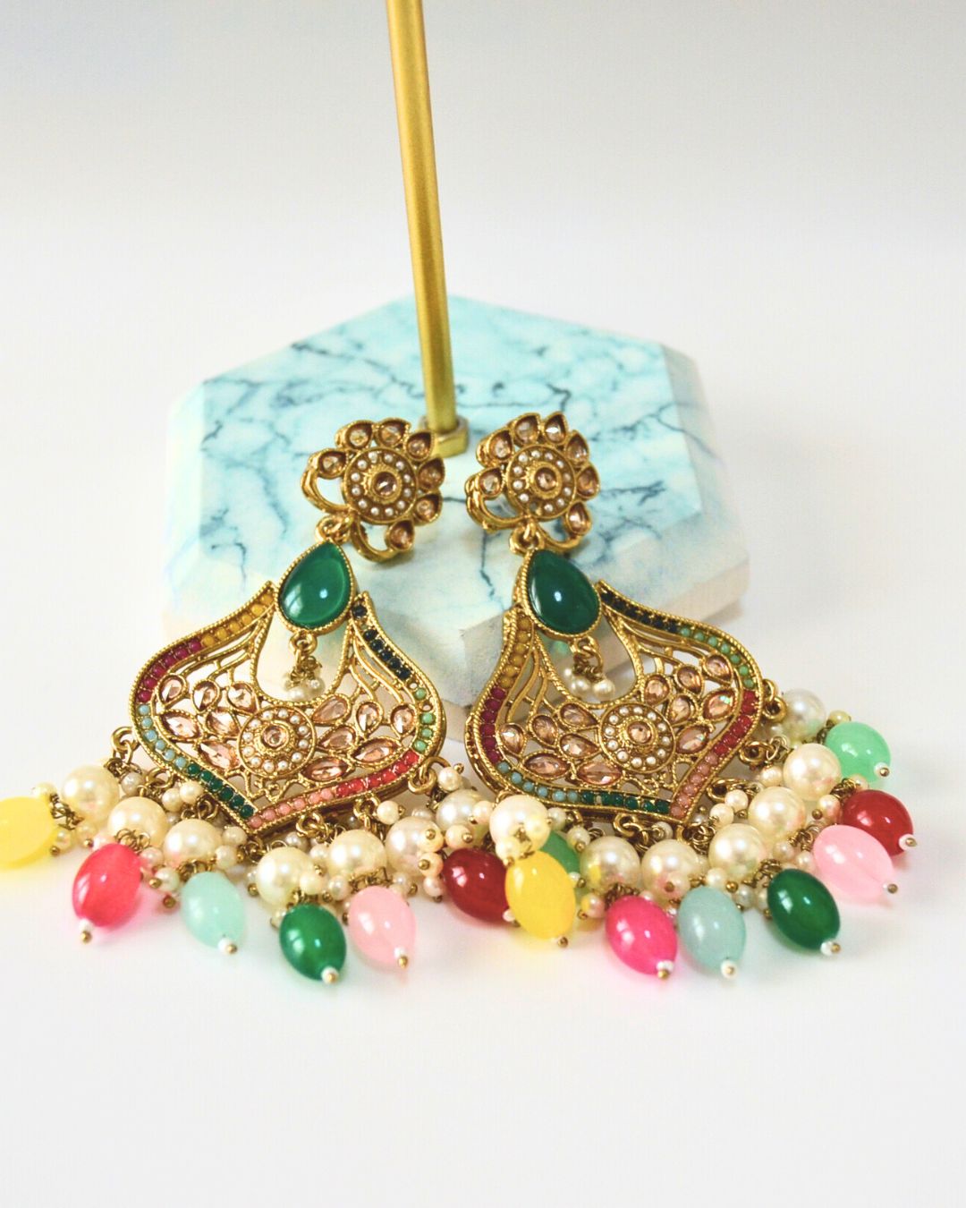 Pearl Crystal Chandbali