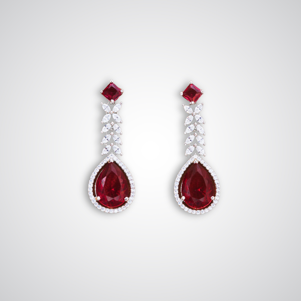Diva Zirconia Drop Earrings (available in blue, pink, mint, green, magenta, white)