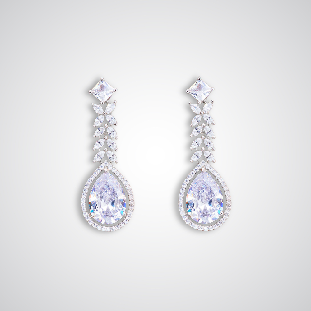Diva Zirconia Drop Earrings (available in blue, pink, mint, green, magenta, white)