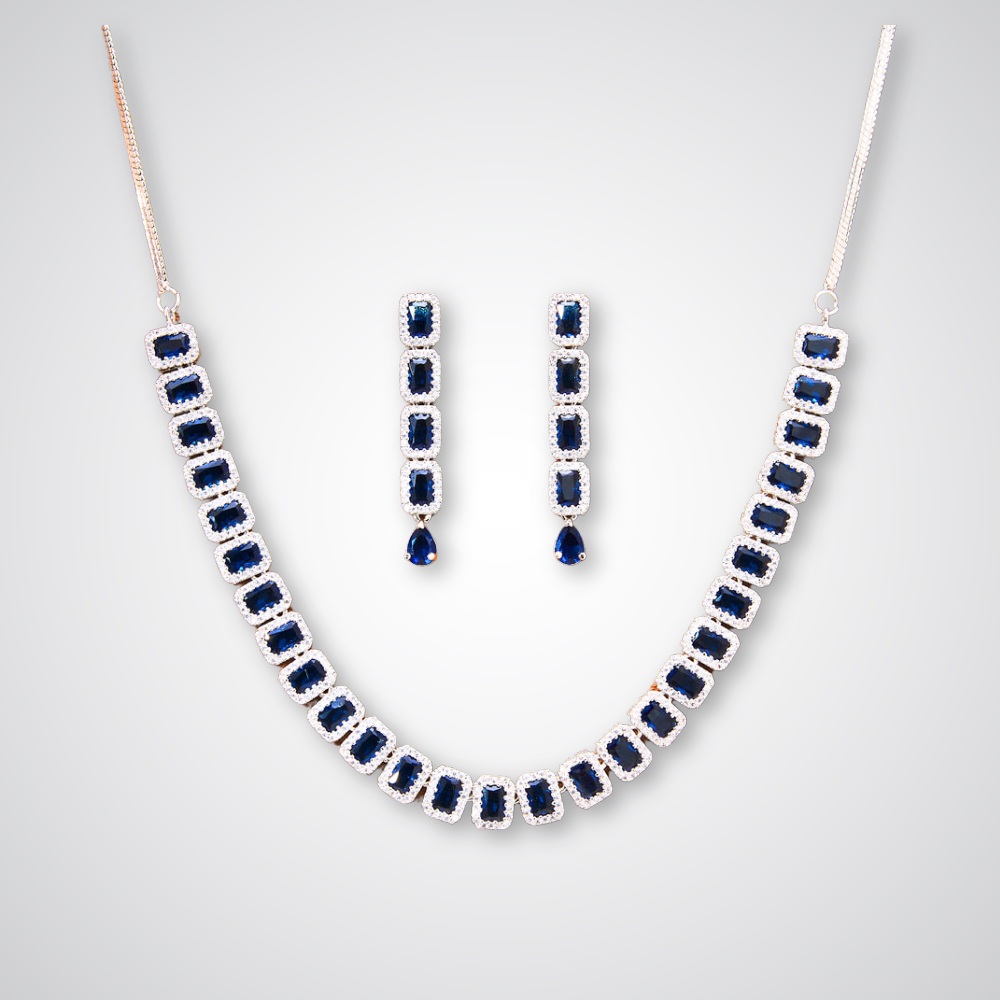 cubic zirconia choker necklace set, american diamond choker necklace set