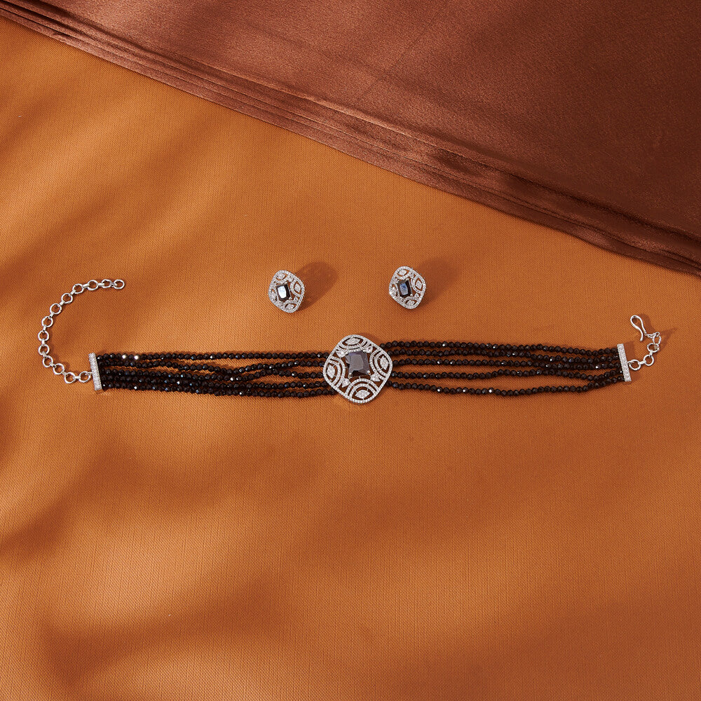 Kamya CZ Choker Necklace Set (available in white & black)