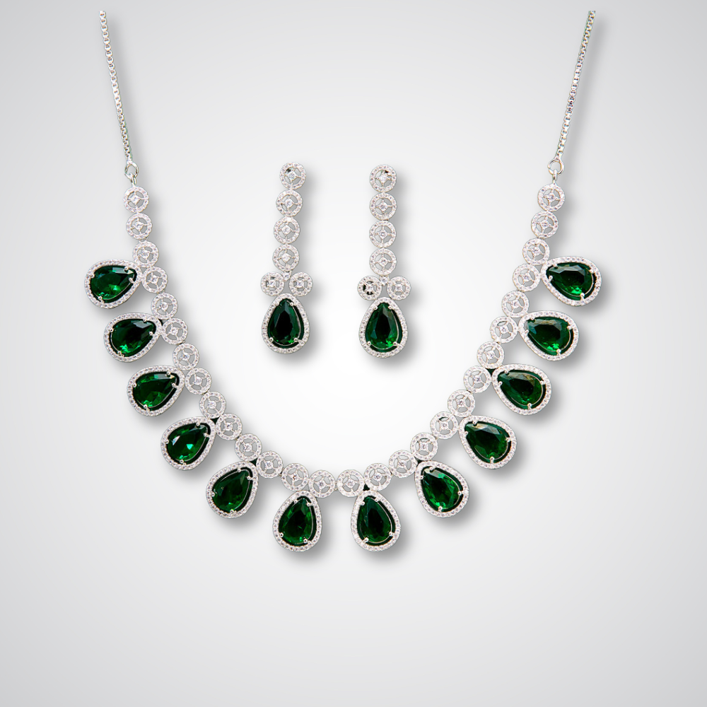 cubic zirconia choker necklace set, american diamond choker necklace set | andaazs