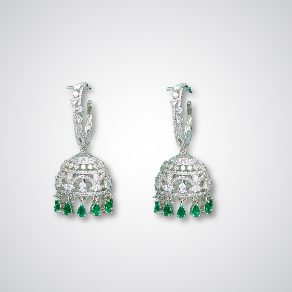 cubic zirconia jhumki, american diamond jhumki