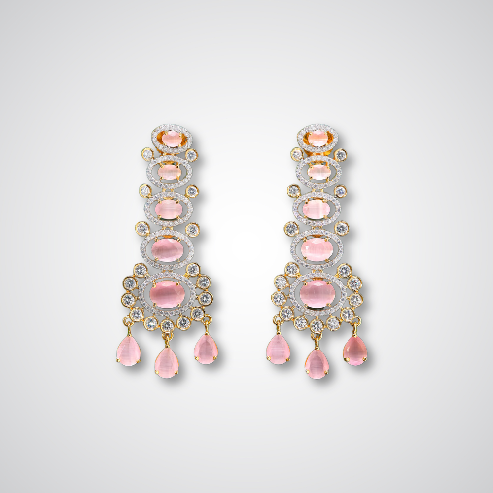 cubic zirconia chandelier earrings, american diamond chandelier earrings