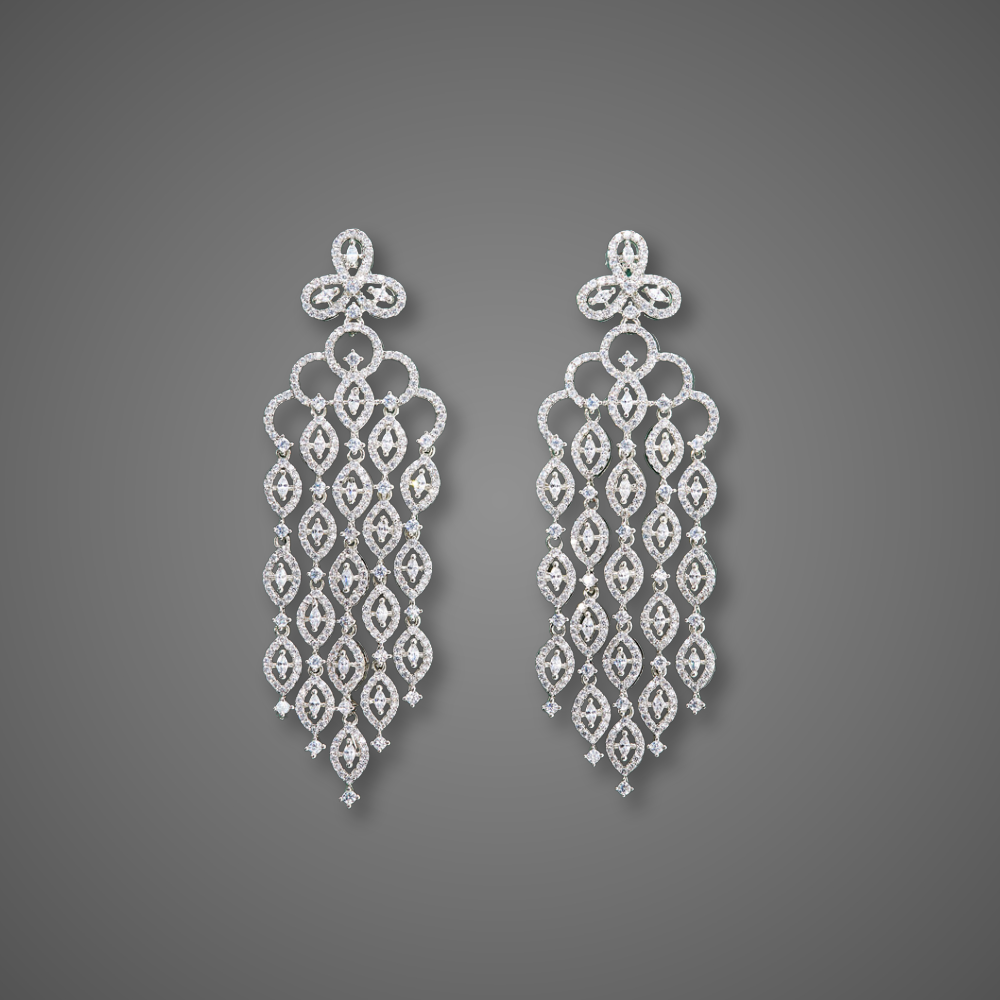 cubic zirconia chandelier earrings, american diamond chandelier earrings