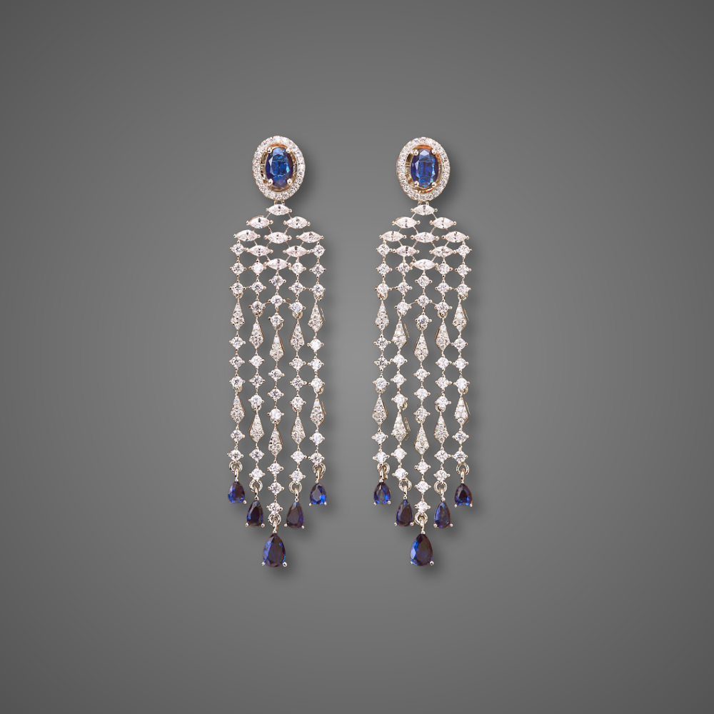 cubic zirconia chandelier earrings, american diamond chandelier earrings