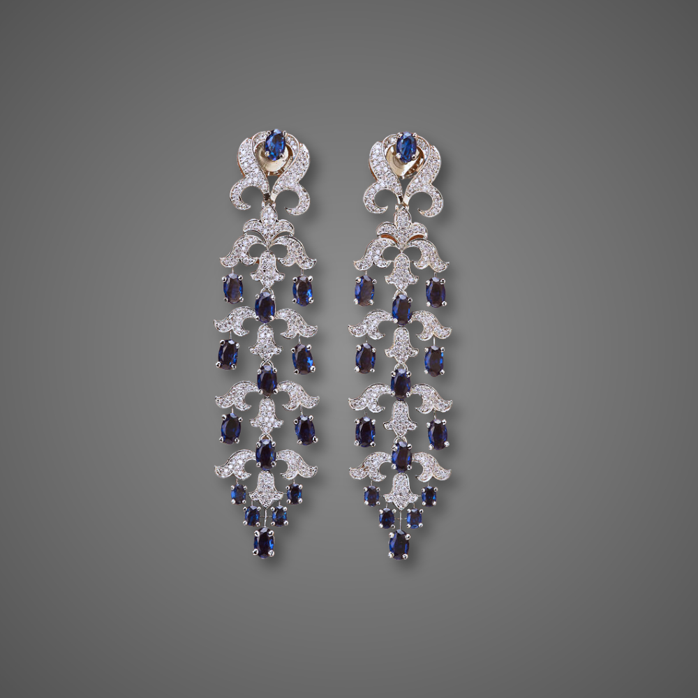 cubic zirconia chandelier earrings, american diamond chandelier earrings