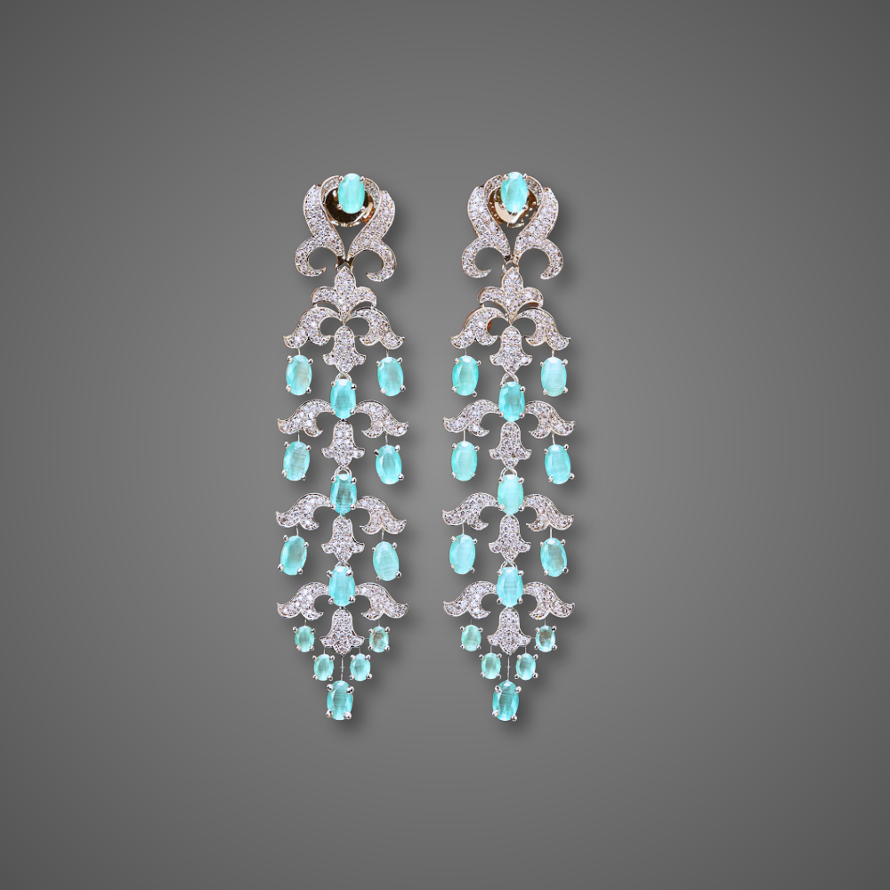 cubic zirconia chandelier earrings, american diamond chandelier earrings