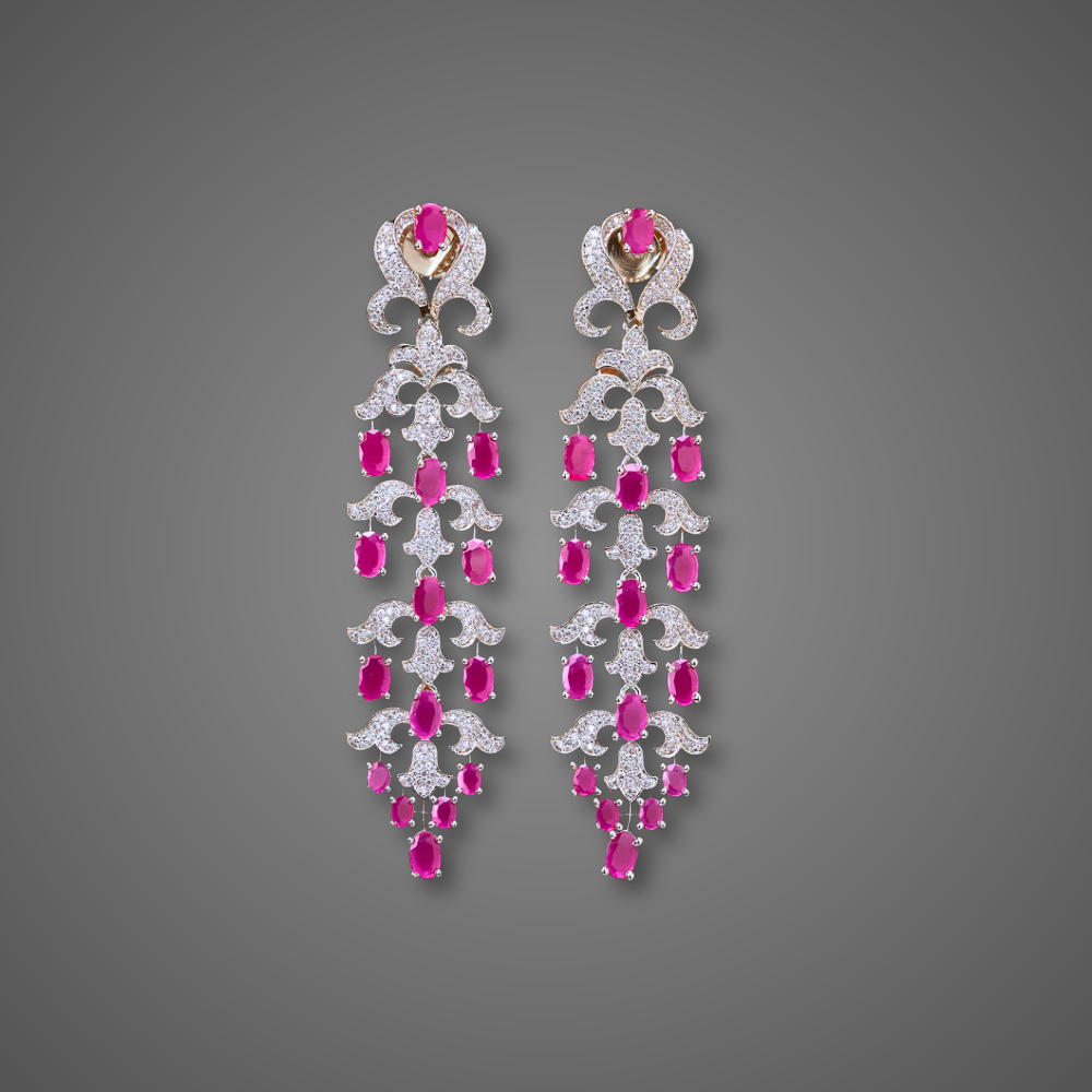 cubic zirconia chandelier earrings, american diamond chandelier earrings