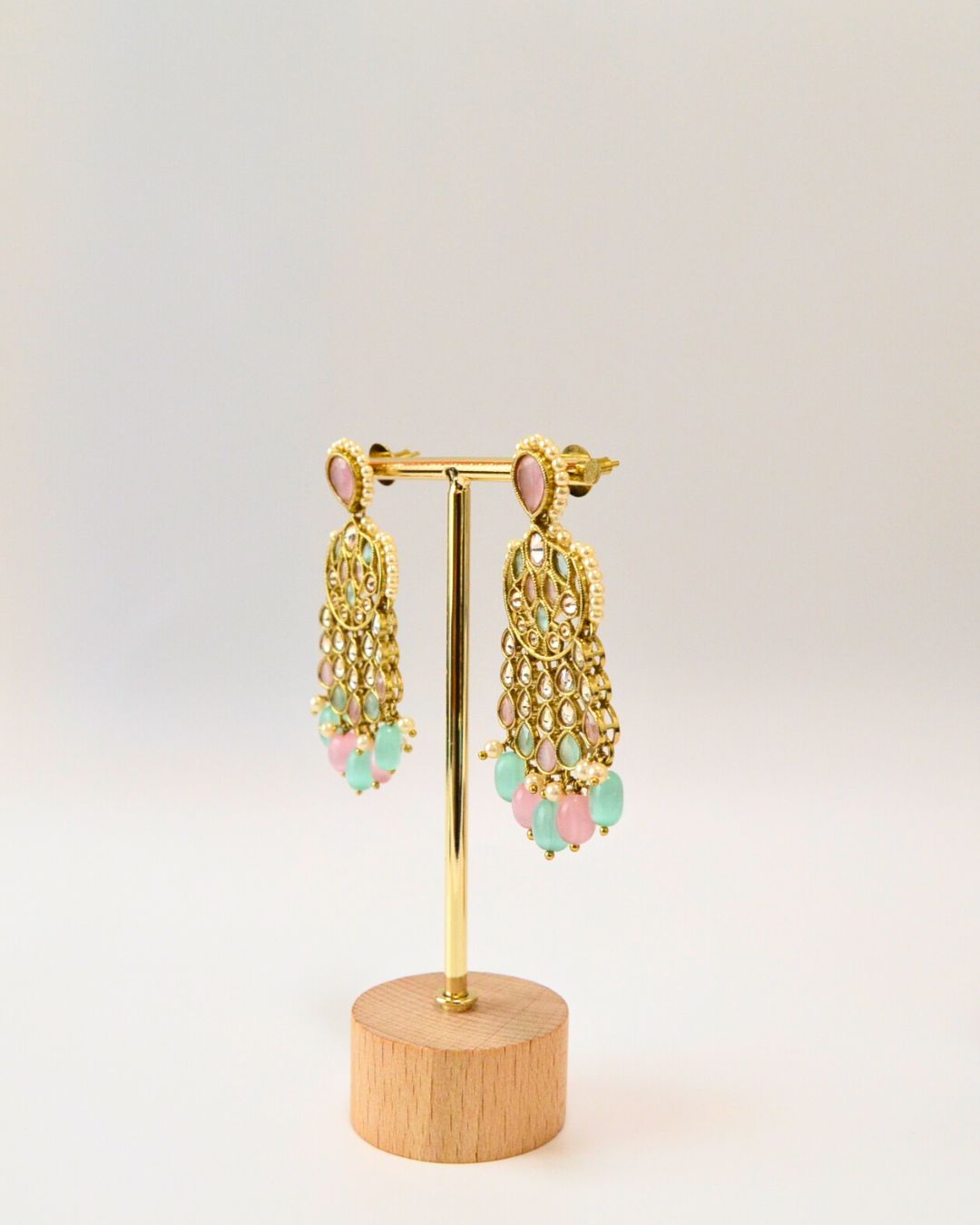Suvarna Dangle Earrings Mint-Pink