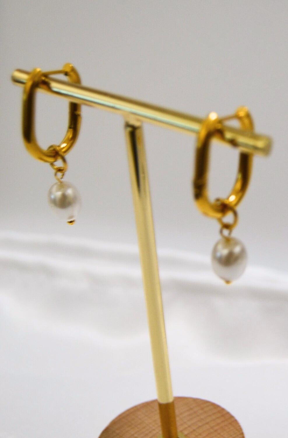 pearl drop earrings, gold plated earrings, andaazs