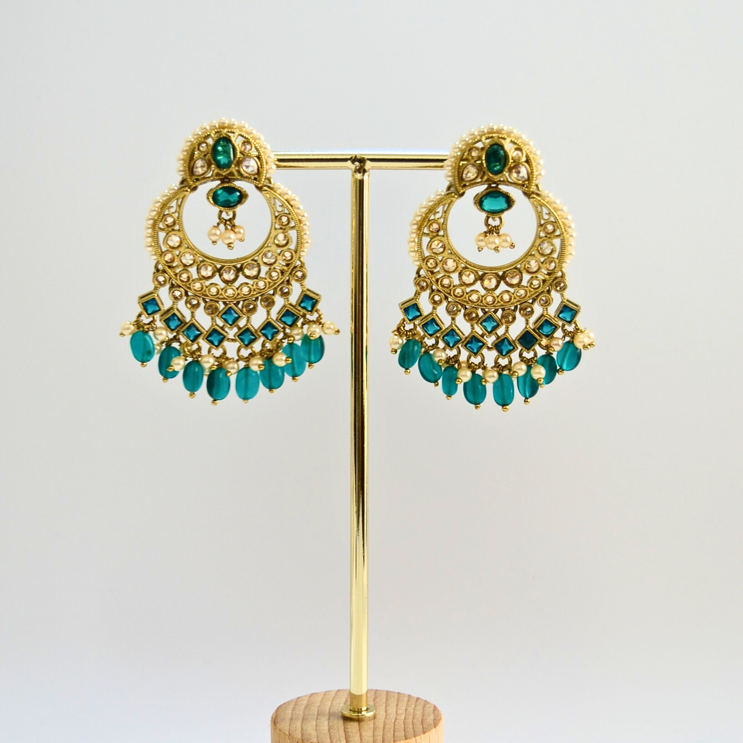 pearl and crystal chandbali