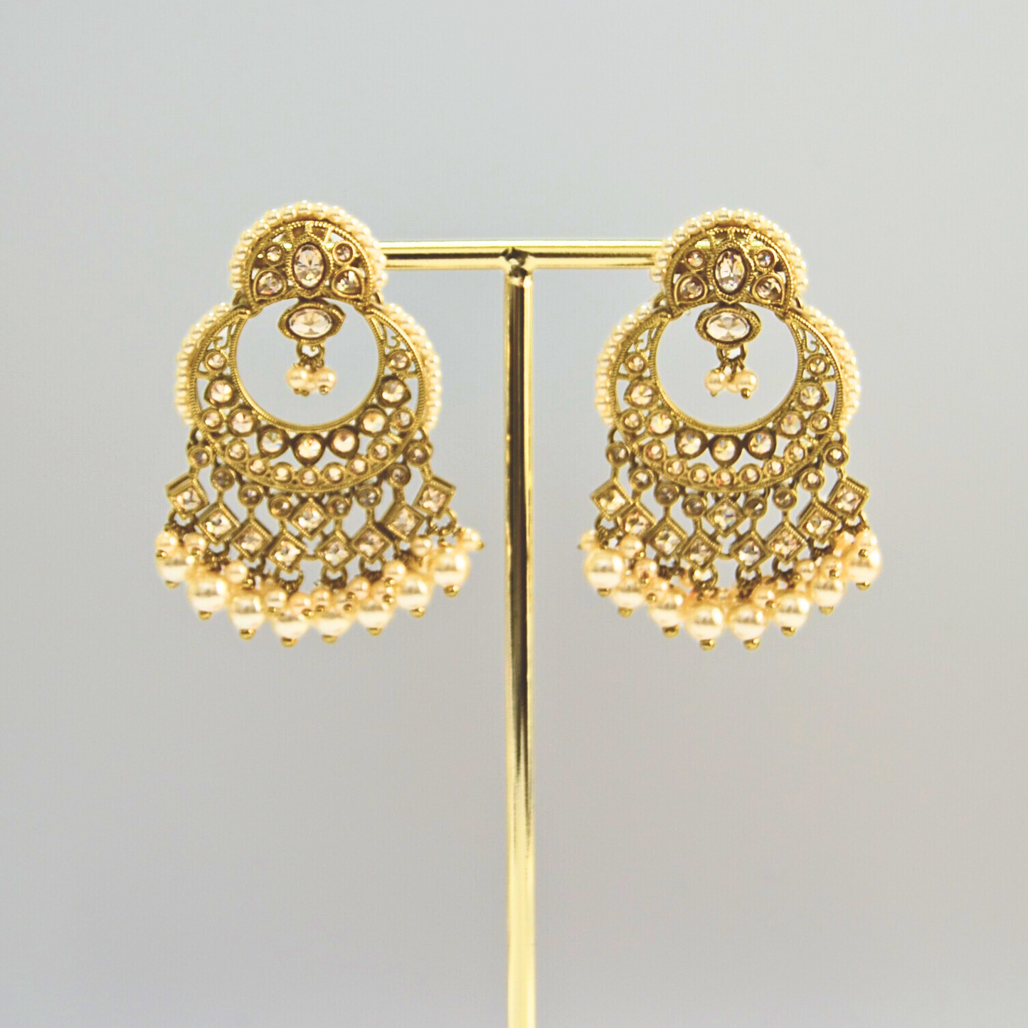 pearl and crystal chandbali