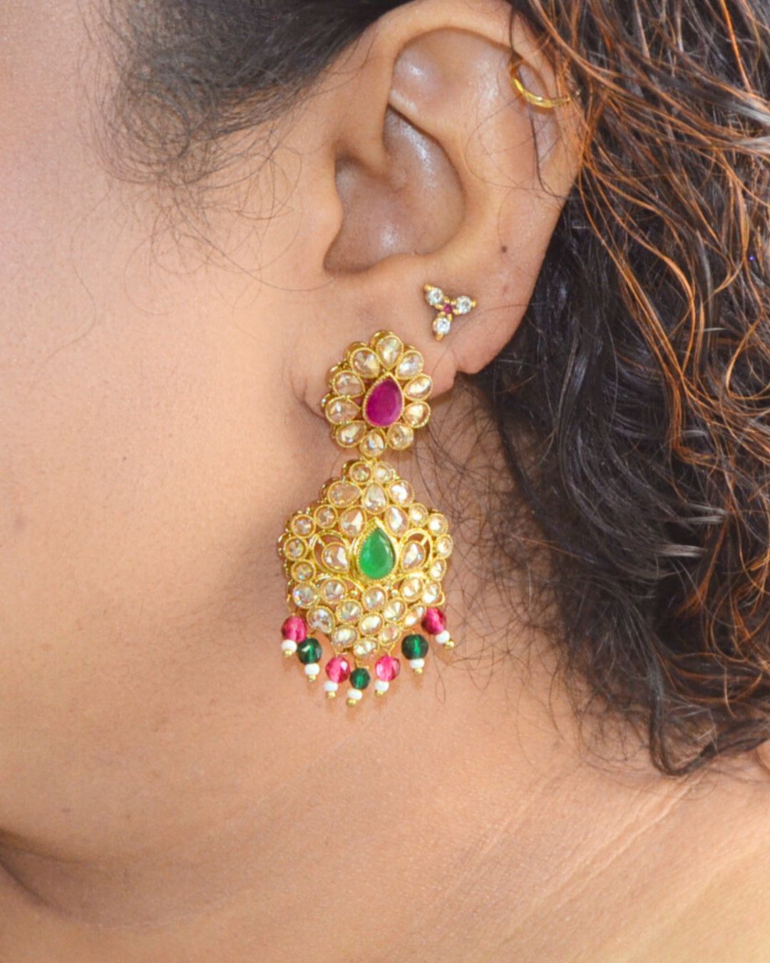 Zarna Drop Earrings (available in white, red-green & multicolor)