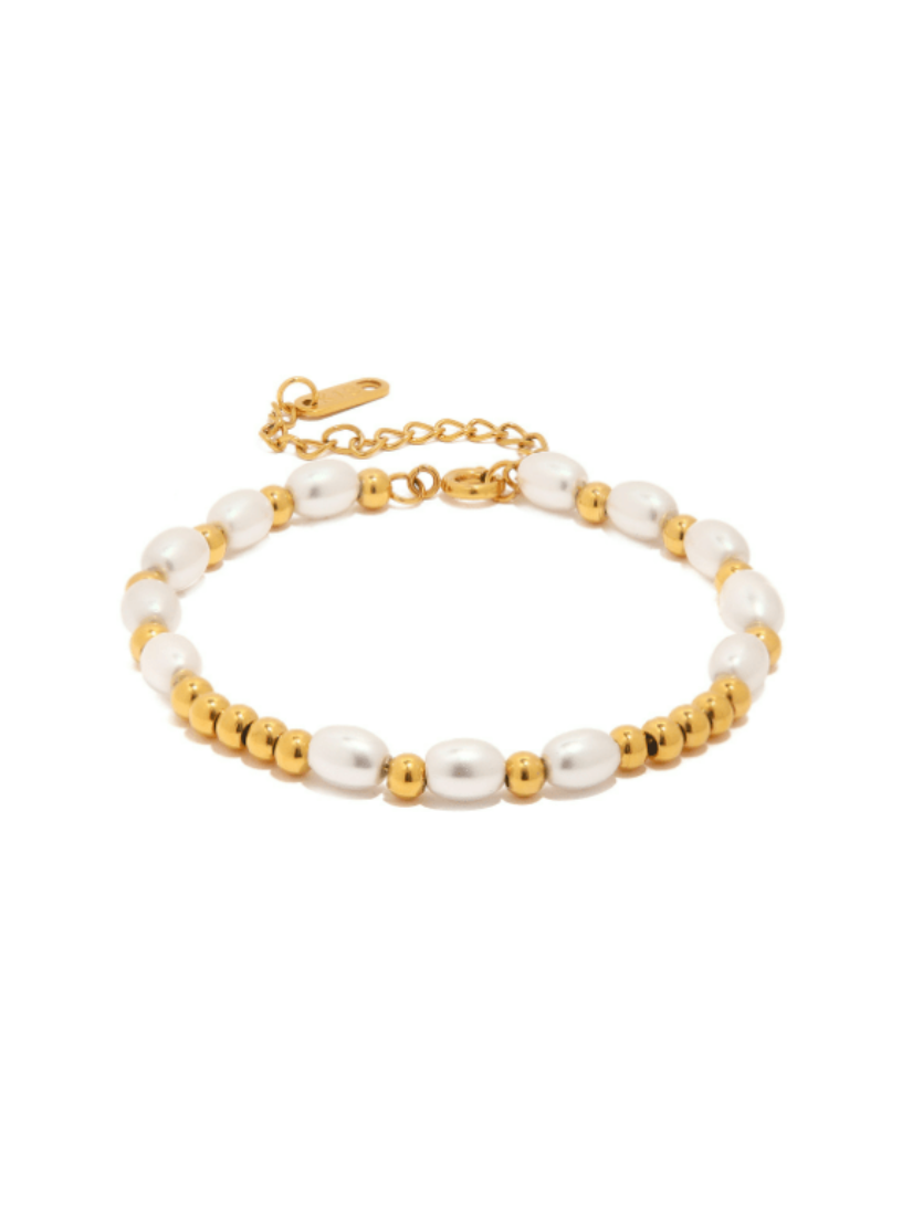 Aura Pearl and Gold Beads Bracelet