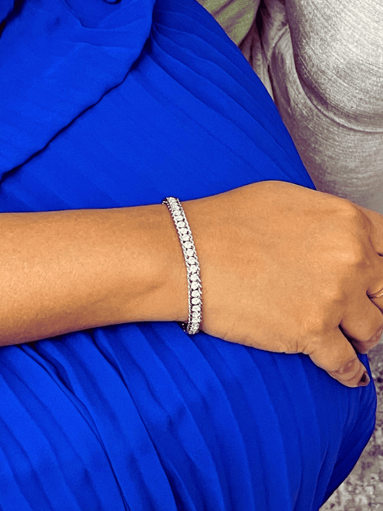 Celestial Grace Link Tennis Bracelet (colors : silver, multi, black, green)