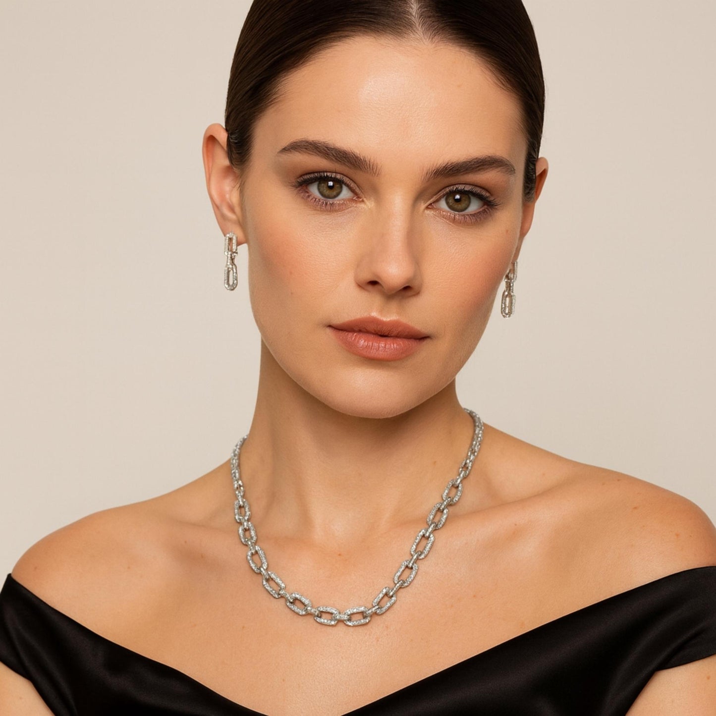 Clip Style CZ Necklace Set