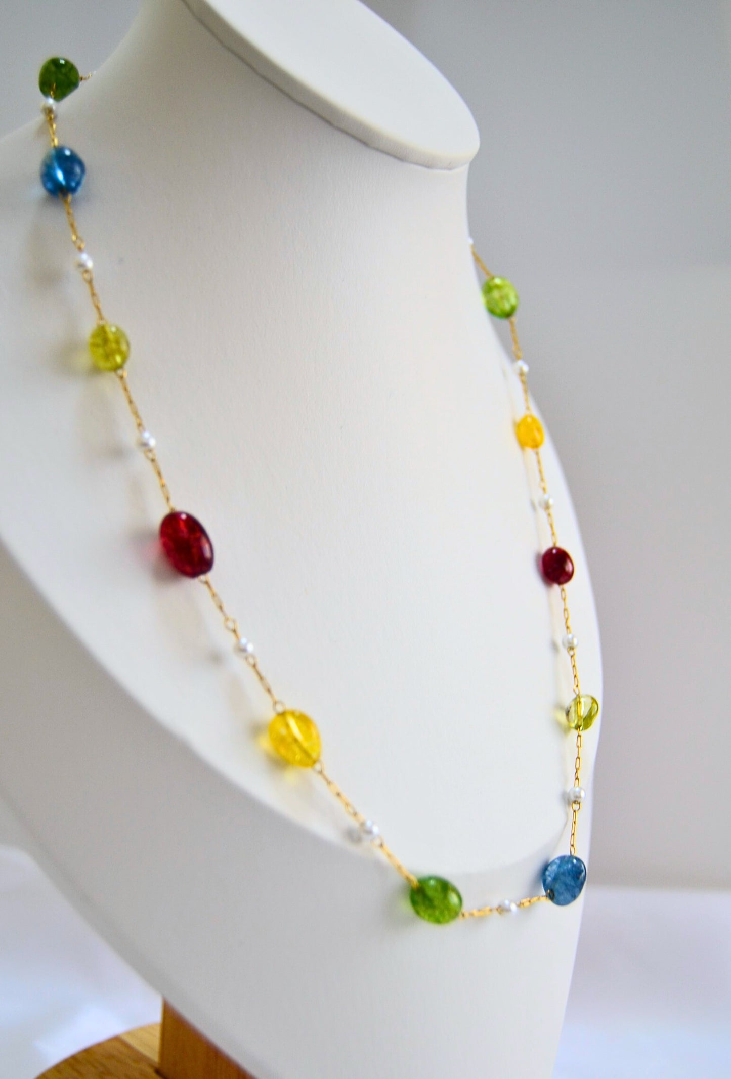 multicolored beaded necklace, multi-color beads, beaded necklace