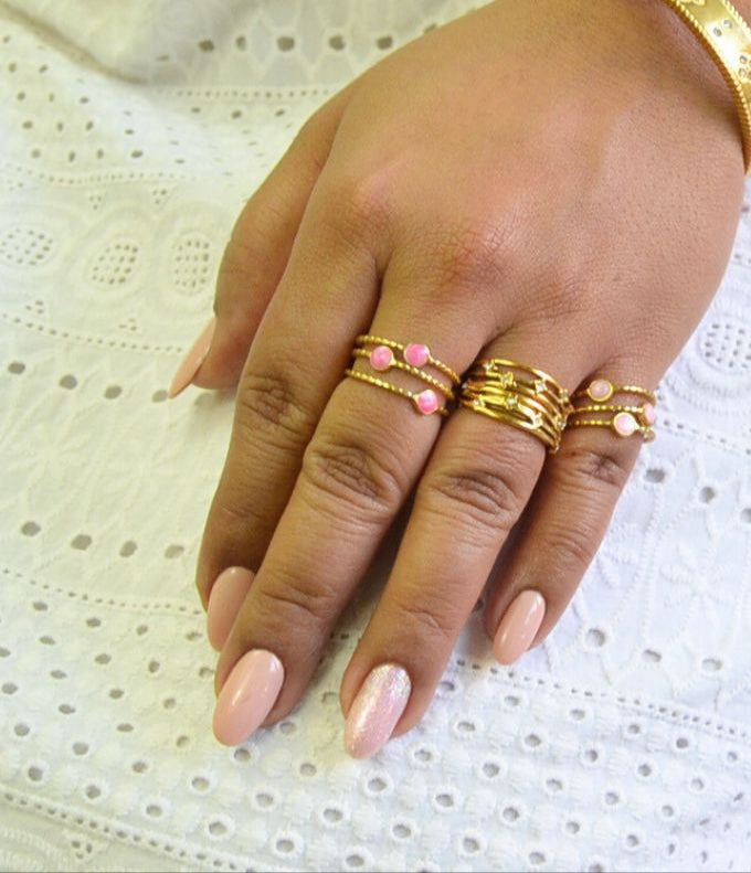 Zyla Gold Stacked CZ Ring(adjustable)
